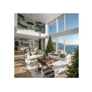 HANDCRAFtED digital art print poster Festive Green Holiday Tree with Ornaments